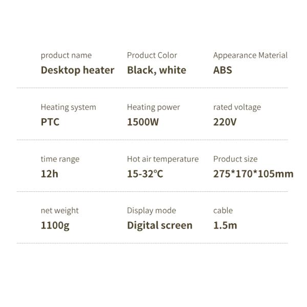 Winter Home Portable Electric Heaters 1100G Fast Heating with Remote LCD Touch Screen