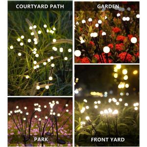 Solar Powered Firefly Lights Starburst Swaying Led Solar Lawn Light Solar Garden