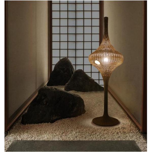 Modern Standing Rattan Floor Lamp E27 Base For Living Room Hotel