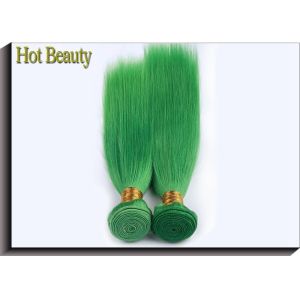 Green 100% Remy Virgin Human Hair , Straight Peruvian Weave Bundles