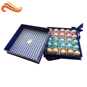 Custom Retail Luxury Chocolate Packaging Boxes Logo Printed Paper With Ribbon