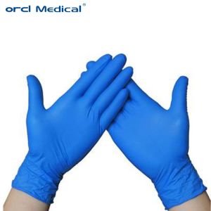 Single Use Disposable Medical Gloves Adult Blue Nitrile Gloves