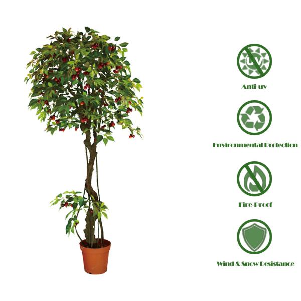 Buy Custom Size 200cm Cherry Artificial Landscape Trees With Fruits Green In Four Seasons at wholesale prices