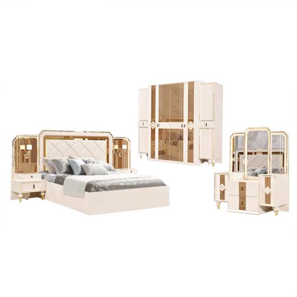Buy Cabrini Villia Solid Wood Bed With Drawers Wood MDF King Size Bedroom Set at wholesale prices