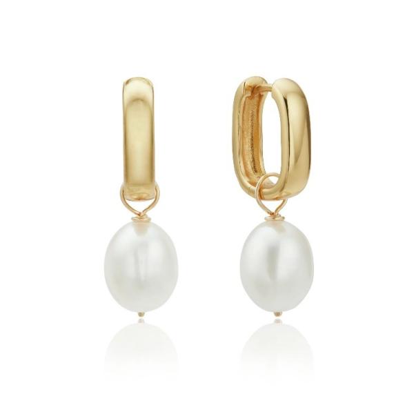 Buy S925 Silver Thick Squared Hoop Freshwater Pearl Drop Earrings OEM at wholesale prices