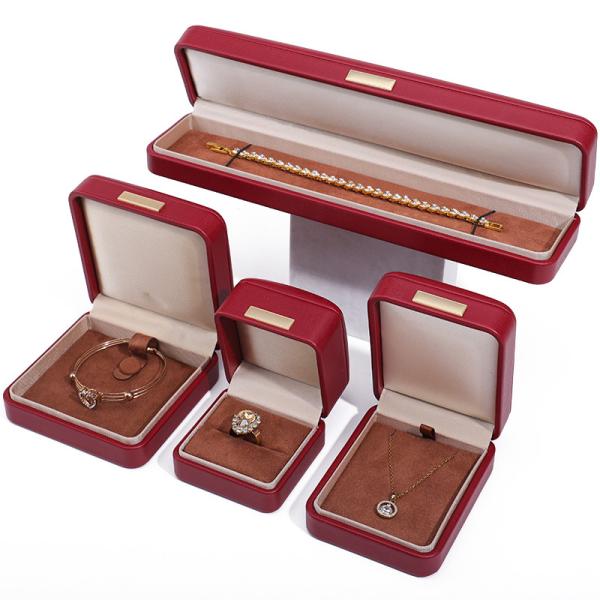 Buy Floating Effect Red PU Leather Luxury Jewelry Packaging Box Set with Gold Bar at wholesale prices