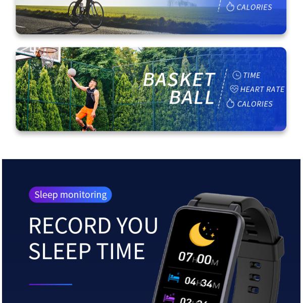 0.96inch 1.14inch Sleep Monitoring Smartwatch Custom Black Blue Pink