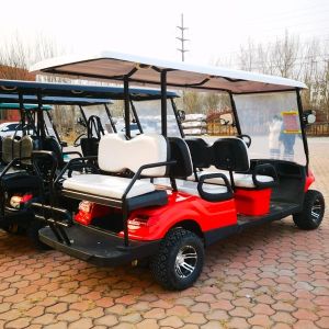 Red Color 4+2 Seater Golf Cart New Energy Vehicle Road Legal Low Price And High