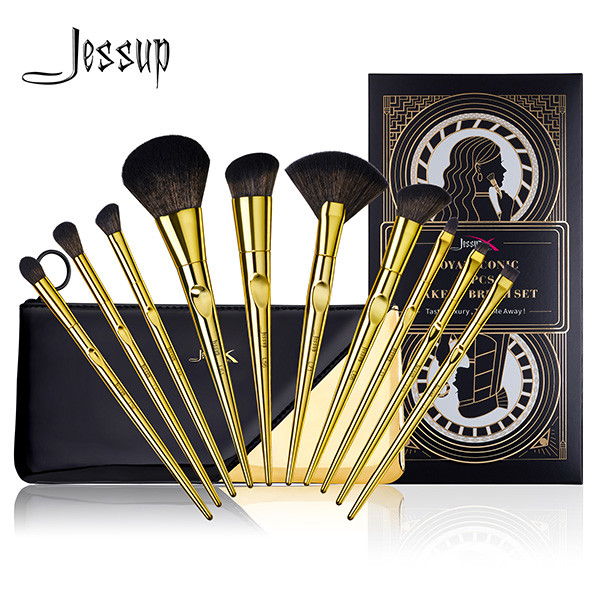 Jessup 10pcs Royal Iconic Basic Makeup Brushes Set Zip Bag Makeup Brush