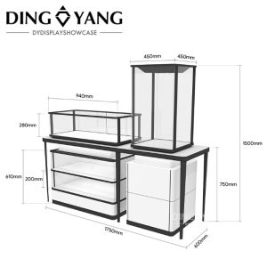 Modern Glass Stainless Steel Fashionable Jewelry Showcase With Led Light