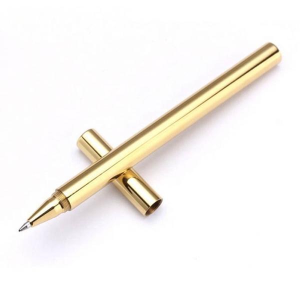 Buy high quality copper metal pen round shape brass gel ink pen about 40g at wholesale prices