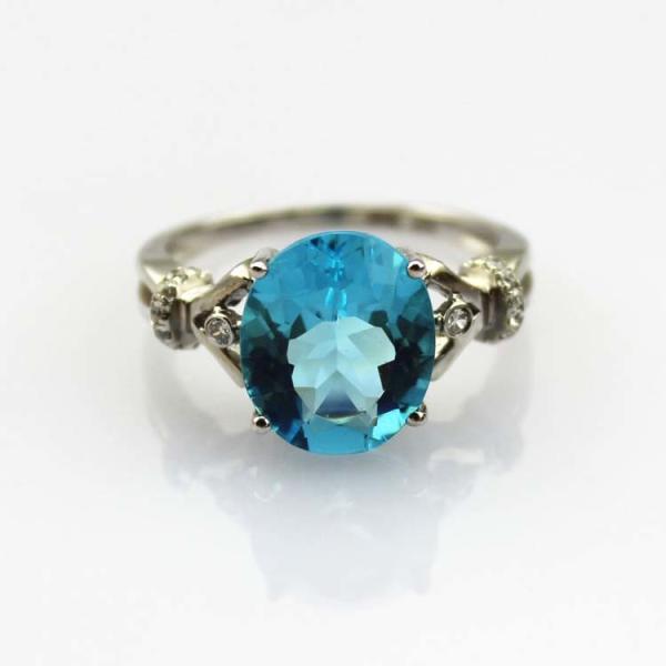 925 Silver Ring 9mmx11mm Oval Purple Cubic Zircon Gemstone Ring (R244)