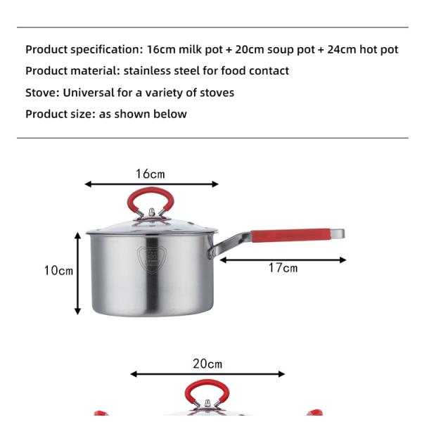 New Arrival Kitchen Cooking Pot Set Stainless Steel Soup Pot Set Cooking Cookware Set