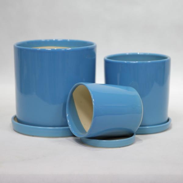 Buy Round Ceramic Pots Waterproof Fireproof for Plant Display at wholesale prices