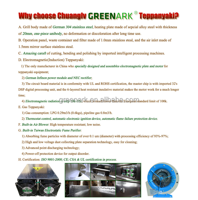 Commercial Teppanyaki Grill Table with Beef Mutton Chicken Cooking Capabilities