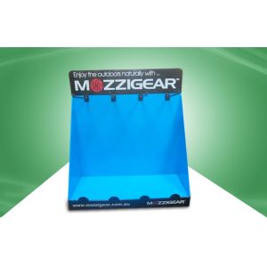 Blue Environmental Cardboard Countertop Display With Black Hooks