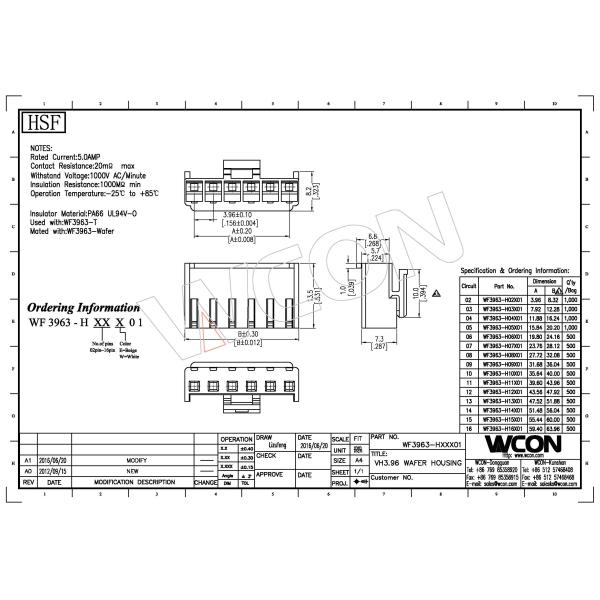 Housing With lock Connector Wire To Board 3.96mm Wafer Female Manufacturing Process