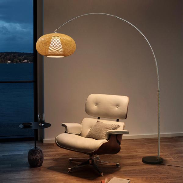 Dimmable Led Rattan Bamboo Light Shade Wicker Switch Control