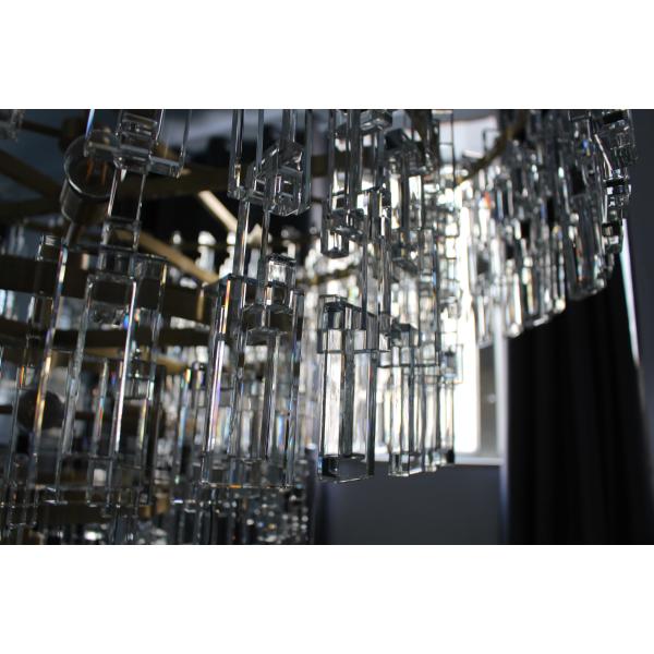 Lacquered Burnished Finish Brass Crystal Chandelier Tiered Round Chandelier With