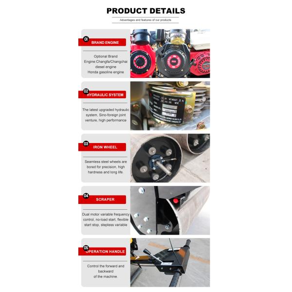 Factory Price 500kg 1000kg Fully Hydraulic Handheld Single Wheel Roller Road Vibratory Roller Asphalt Concrete Soil Compactor