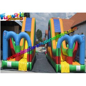 Quality Kids Inflatable Commercial Obstacle Challeng Twin Dry Slide Factory for sale