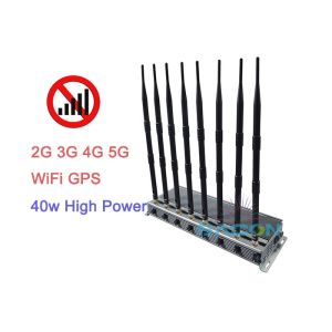 High Power 5G Signal Jammer Blocker 40w 2G 3G 4G 8 Antennas 80 Meters Range