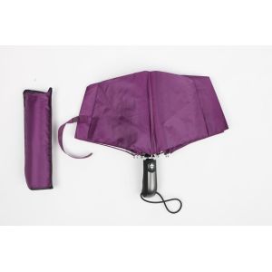 Quality 21 inch purple auto open close umbrella with rotated frane and rubber coating plastic handle for sale