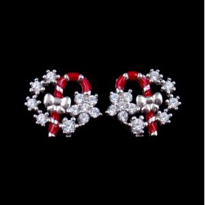 China Exquisite Star Charm Earrings Christmas Wreath Enamel Costume Jewellery on sale