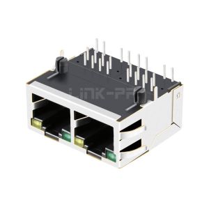 LPJ21014BHNL 10/100 Base-T 1x2 Port Integrated RJ45 Connectors Tab Up Green