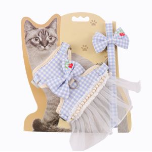 Cotton Adjustable Cat Collar Harness For Kitties Puppies Small Pets Outdoor