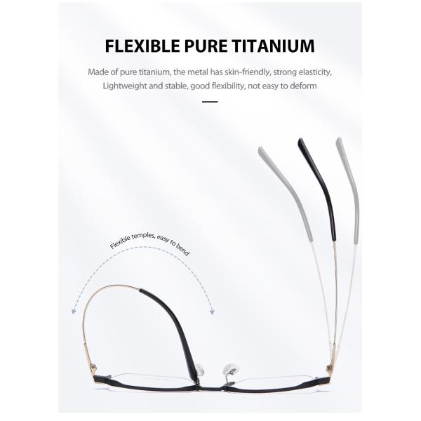 Men Titanium Frame Glasses , OEM Transparent Half Frame Glasses