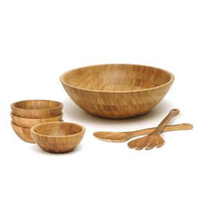 Eco-friendly Personalized Custom Logo Bamboo Salad Set with Servers