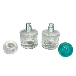Beverage Glass Cylinder Shape Striped Classical Fragrance Parfum Spray Bottles
