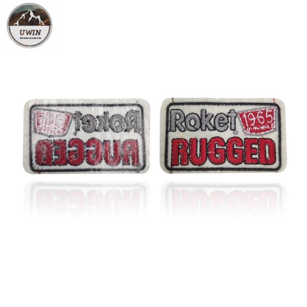 Eco Friendly Embroidered Sports Patches / Logo Patches For Jackets Iron On Backing