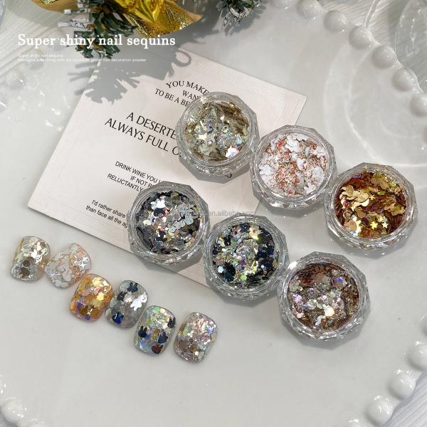 Nail glitters bling super bright Nail polish magic color Sequin rabbit shape Aurora laser nail sequins