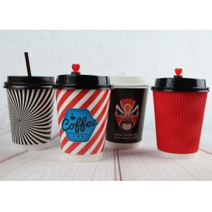 Red / Black Personalized Insulated Paper Cups Custom Disposable Coffee Cups