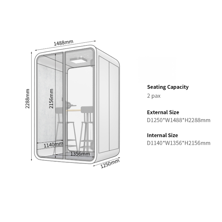 Acoustic Interview Pods White 2 Person Pods With A Stable Anti Slip Base
