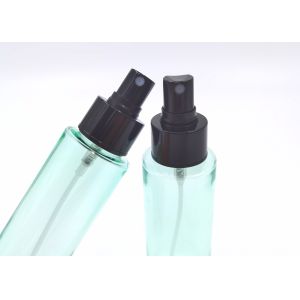 Empty Gloss Green Printing PET Plastic Bottle 15ml Cylindrical With Black