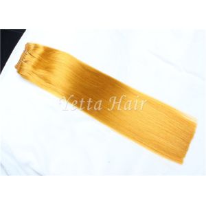 Yellow Virgin Human Hair Extensions , Elegant Virgin Russian Hair Wefts