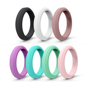 Third Party Appraisal Women's Silicone Wedding Band 4mm Beveled Edges Breathable