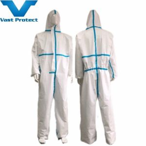 Fluid Resistant Breathable Waterproof White Strip Micro Film Suit Without Shoe Cover