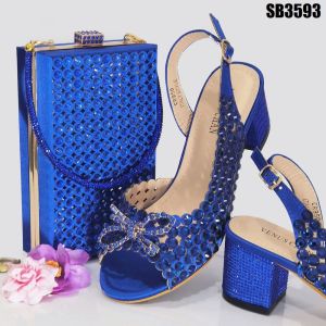 New OEM Ladies fashion Italian shoes matching bag set African women party shoe