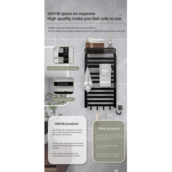 Water and Electric Heated Dual Towel Rail Rack for Wall Mounted Bathroom Installation