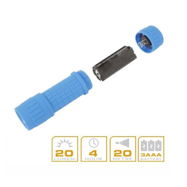 Dry Battery High Powered Flashlight , Torch Light Lamp 20 Lumens 12 Months Warranty