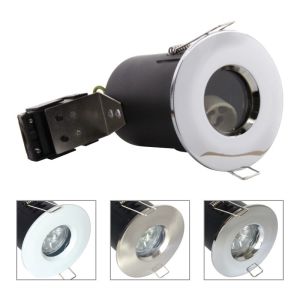 MR16 GU10 Aluminium Bathroom IP65 Fire Rated Downlight Fittings - Chrome Color