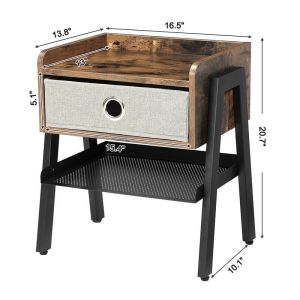 Particleboard Nightstands, Bedside Table, Nightstands with Fabric Drawer,