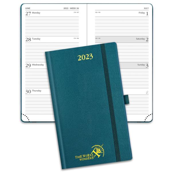 Buy FSC Pacific Green Mini Hardcover Weekly Planner 2023 Vertical Printed at wholesale prices