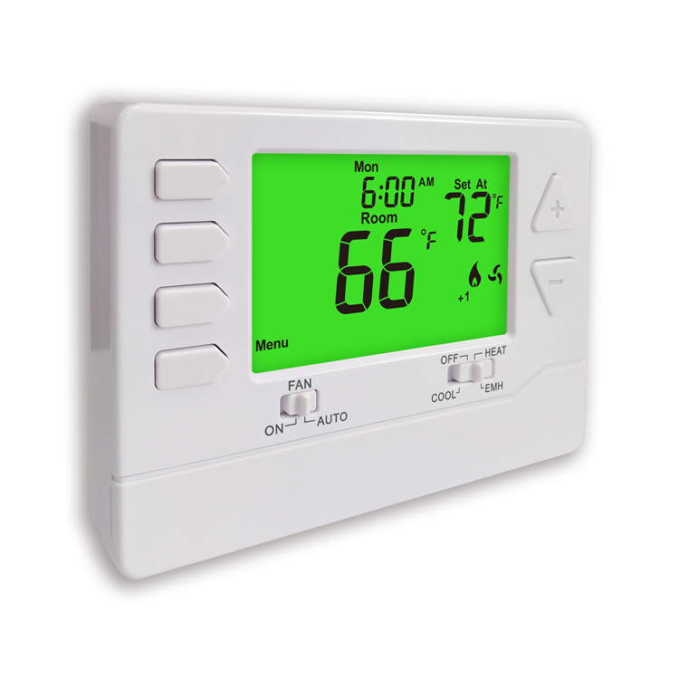 2H/1C Heat Pump Electronic Room Thermostats with 5.65 Sq.in. Display Size and