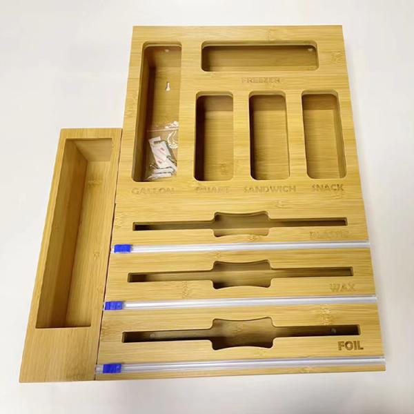 OEM/ODM Acceptable Natural Bamboo Plastic Arch Storage Box with Aluminum Foil Dispenser