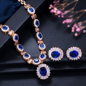 CZ Pendant Necklace for Women Necklace Bracele Earring Ring Jewelry Wedding